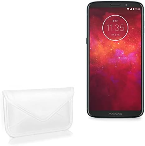 Boxwave Case компатибилен со Motorola Moto Z3 Play - Елитна торбичка за кожен месинџер, синтетички кожен покрив куќиште дизајн на пликови за