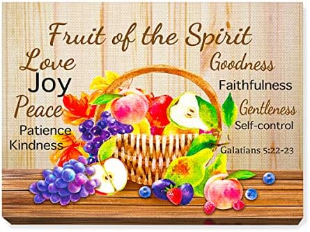 Iiongde Galatians 5: 22-23 Библиски стих платно wallидна уметност, овошје на духот христијански платно уметнички дела Постер декор за домашна кујна