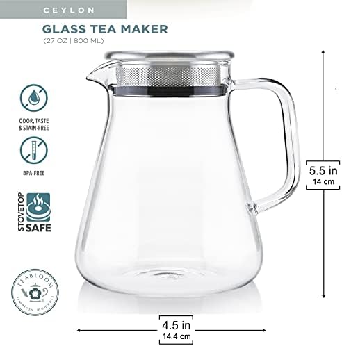 Производител на чај со еден допир со еден допир, 2-во-1 котел и чај поцврсто со капакот на филтерот од не'рѓосувачки челик за лабав чај-топлински