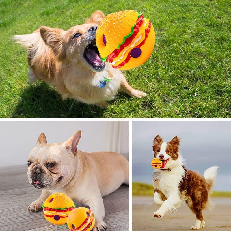 4 хамбургер домашно милениче топка, Нишање Кикотат Хамбургер Куче Топка, Чудно куче играчка топка, Миленичиња Топка, Обука Играње