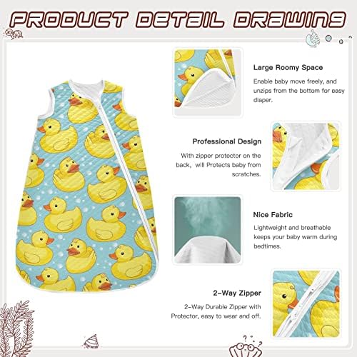 VVFELIXL вреќа за спиење за новородени бебиња - жолти патки бебе носено ќебе - Транс за спиење на транзиција за новороденче - костум за спиење