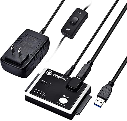Cinolink USB 3.0 До DUAL-SATA USB 3.0 Хард Диск Конвертор Адаптер Со Офлајн Клон Функција за 2.5/3.5 HDD SSD SATA, Поддршка 2 x 12TB И UASP