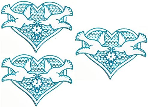Сино Срце Гулаб Птици Извезени Апликација Железо На Шие На Амблем Облека Костим