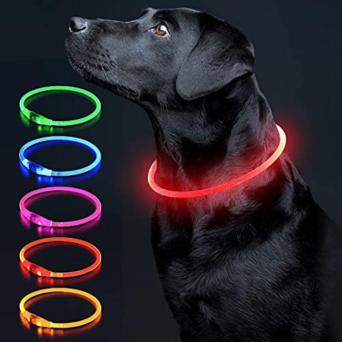 Коласем предводена јака за кучиња осветли јаки од кучиња 1 брои USB -полнење TPU сјај безбедност Основни јаки за кучиња за големи средни мали