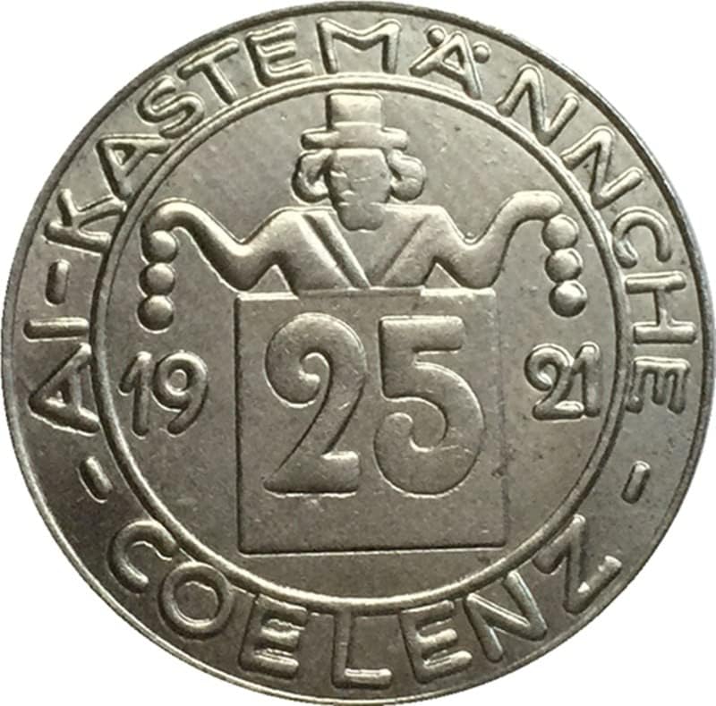 1921 Германската Монета Никел Направена Антички Монета Монета Занает Колекција Може Да Удар
