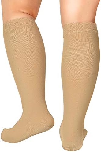 Екстра Широки Чорапи За Компресија На Теле Жени Мажи Високи 20-32ммхг Колено Плус Големина