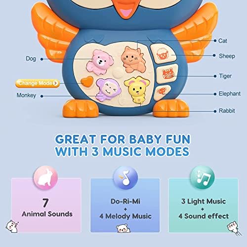 Owl Music Бебе играчки играчки дете за учење играчки со музика и лесни играчки за осветлување на новороденчиња три концепт на образование
