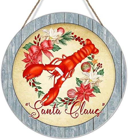 Крајно Божиќ добредојде знак Санта Клаус венец од рак знак Плакета гроздобер божиќна капа рак дрвен знак плакета среќен празници