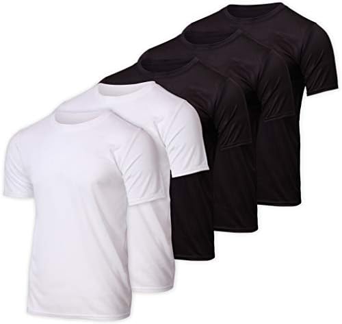 5 пакет: Машка мрежа V-вратоврска Влага активен атлетски перформанс маица со кратки ракави