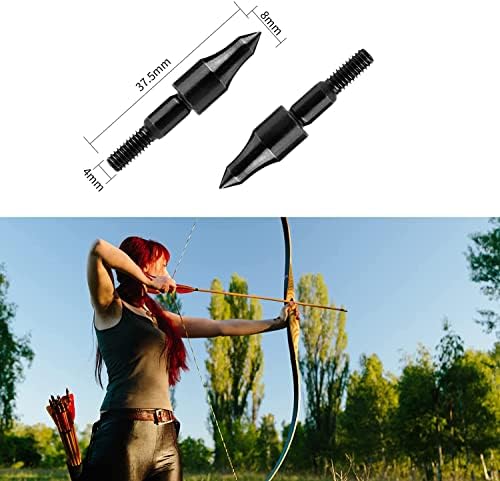 Jiakai Black Screw-in Archery Bullet Points Arrow за стрелање на теренски целни практики, по 100 житни