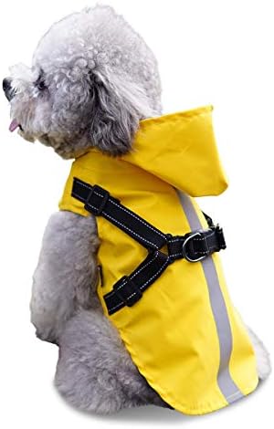 Куче мантил со прицврстувач - водоотпорен кучен дожд Пончо со аспиратор за мали кучиња - рефлексивна јакна од дожд од мали кучиња - кученце