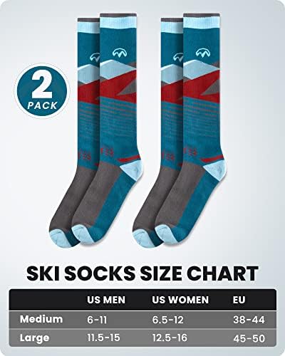 Скијачки Чорапи на отворено, Скијање Со 2 Парови И Термални Чорапи За Сноуборд За Мажи Со Дизајн На Манжетни Што Не Се Лизгаат
