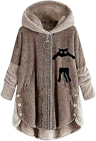 Женска есен и зимска обична цврста боја плишана топла качулка плус големина јакна долг џемпер фустан