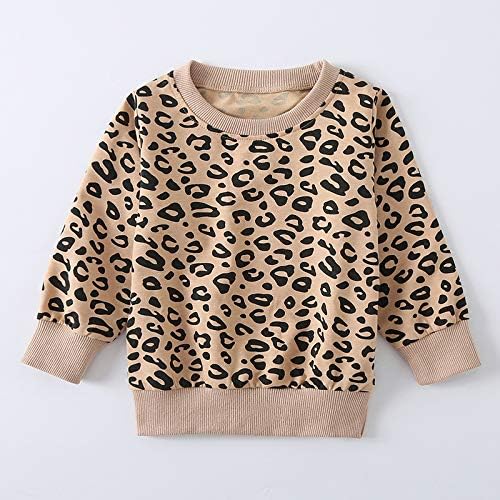 Облека за печатење на леопард девојчиња за бебиња поставени долги ракави маици и панталони 2 парчиња облека