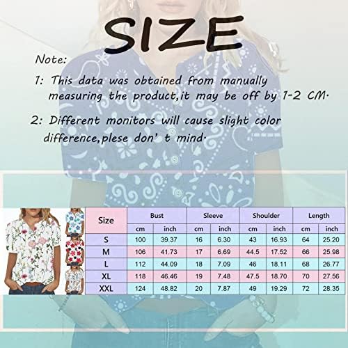 Женски кратки ракави врвови облечени соодветни летни графички цветни печатени трендовски блузи туники кратка маица