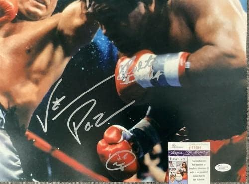 Роберто Дуран потпиша фотографија 16x20 Бокс против Вини Паз Пазиенза Шампион Авто хоф ЈСА - Автограмирани фотографии во боксот