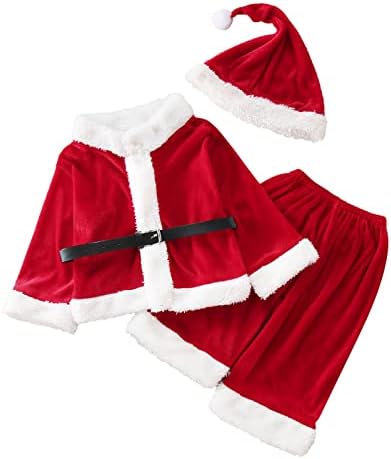 Момкер 4T момче облека од есен, деца деца Божиќни врвни панталони постави фанелета руно вино дете господин облека