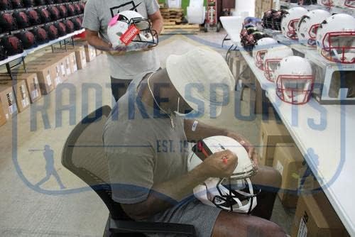 Дејон Џонс Потпиша Атланта Соколи Брзина Автентични ЗАСИЛУВАЧ Мак Шлем со јас исфрлен Камери!Натпис-Автограм Нфл Шлемови