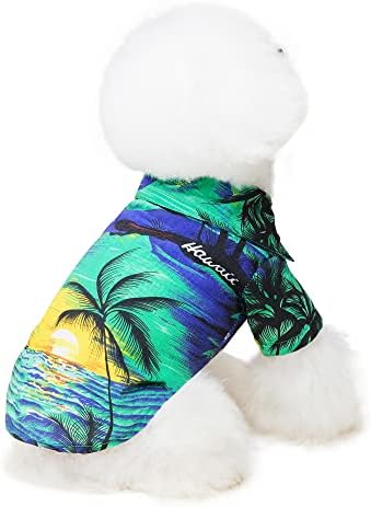 Кошула за кучиња на Хавајски, летни Хаваи, цветни поло-маици, маички за дишење на плажа, приморска облека за кученца за мали и средни