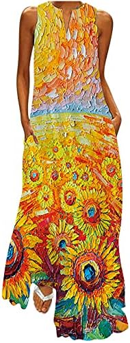 Tifzhadiao летни фустани за женски случајни без ракави лабави макси фустан Бохо лабава забава плажа Туника фустан Функции