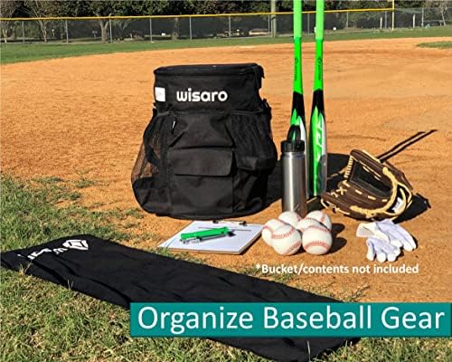Wisaro | Организатор за покривање на корпи за бејзбол - црна, вклопува 6 гал корпа, поставено седиште - комплетно со пешкир за ладење со микрофибер