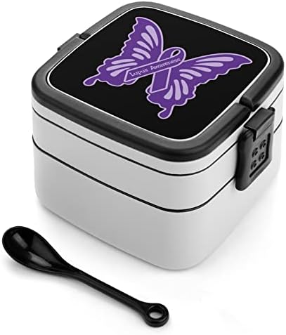 Lupus свесност Пеперутка кутија за ручек преносен двослоен бенто кутија голем капацитет контејнер за контејнер за храна со лажица со лажица