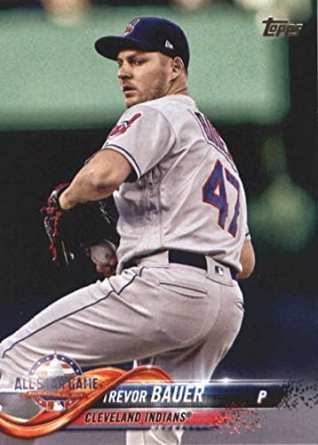 2018 година Ажурирање на Топс и ја истакнува сериите за бејзбол US137 Trevor Bauer Cleveland Indians Official MLB Trading Card