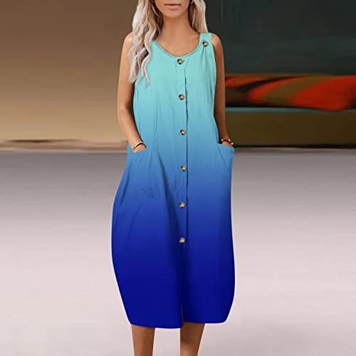 Летни фустани на Lmzaren за жени 2023 печатење лабава удобна фустан мода прилагодлива прашка случајна фустан без ракави