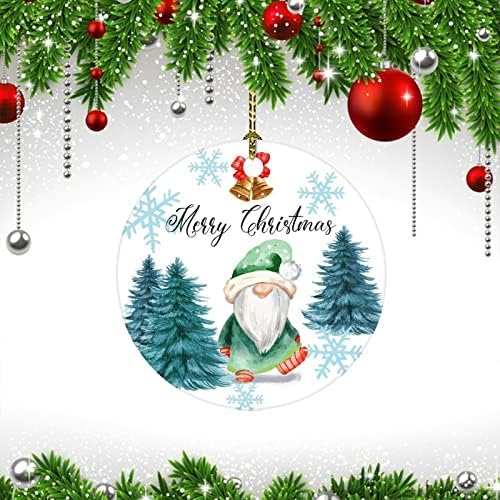 Gnome Merrychristmas Орнамент за Tree2022 акварел новогодишни снегулки од празник Божиќно дрво Декорација на дрво двострана 3 рамен