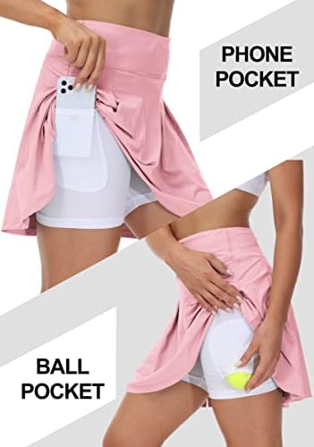 Колки за голф во Какуло за жени плус големина со висока половината, спортска облека за активна облека, плетени навивачи со шорцеви џеб