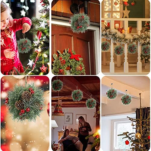 Седумлови лајсни бакнежи декоративни, украсување на новогодишни елки, со две парчиња сет на лабава што ја бакнува топката со црвени бобинки и
