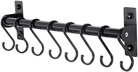 DSEAP STOT RACK - садови и тави што висат решетката со 8 куки, закачалки за тенџере за кујна, монтирани од wallидови, црна
