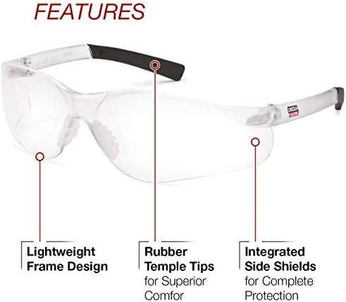 Линколн Електрик - K3117-150 Бифокални безбедносни очила | 1,50 диоптер | Мека гума преовластена рамка | Јасни леќи |