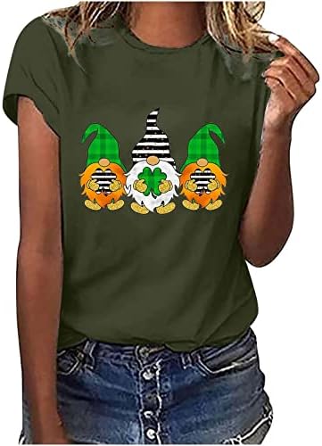 Женски есен летен маица 2023 облека памучна екипаж графичка графичка маица за блуза за Денот на Денот за дами ди ди
