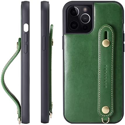 Ханатора] iPhone 14 Pro Max италијански Вистински Кожен Зафат Ремен За Вратот Во Стил На Ремен Прицврстен Зелен TGH-14promax-Green-US