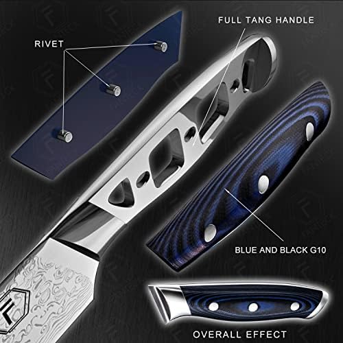 Нож Сантоку 5 инчи Фантак Дамаск кујнски нож Ултра остар сечило јапонски челик висок јаглерод VG10 67-слој целосен танг Најдобар нож Сантоку
