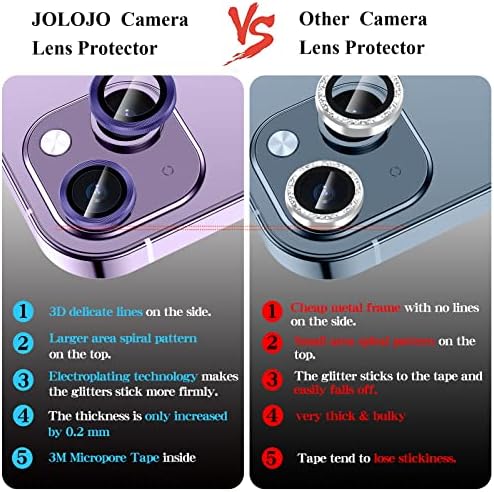 Jolojo Премиум Легура Метал Камера Заштитник На Објективот Компатибилен за iPhone 14 / Плус Додатоци Камера Прстен Покрие Екран Заштитник,