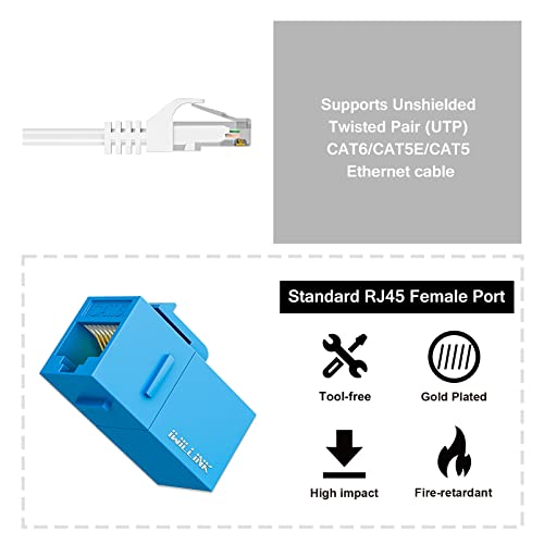 IWILLINK RJ45 Cat6 Клуч Спојка 5-Пакет, Женски На Женски Cat6 Keystone Џек, ВРВОТ Клучен Камен Спојка Вметнете, Сина