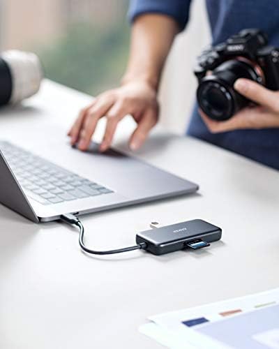 ANKER USB C Hub, 5-во-1 USB C Адаптер, Со Читач На Sd/TF Картички, 3 USB 3.0 Порти, За Macbook Pro 2018/2017/, Chromebook, XPS