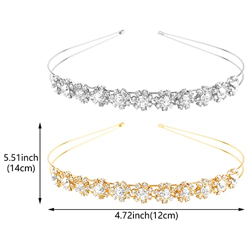 Asweamt 2 Парчиња Кристално Цвеќе Ленти За Глава Невестински Кристал Лента За Коса Обрач За Коса Додатоци За Свадба Украси За Елегантни Жени Девојки