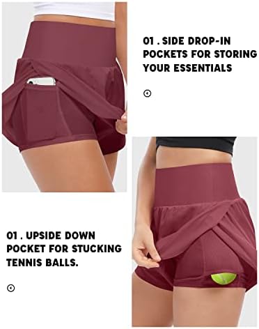Женски обложени атлетски шорцеви со високи половини за трчање со џебови Брзи суви салата за вежбање шорцеви