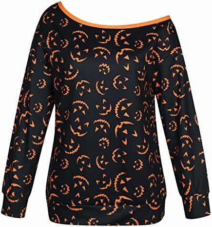 Lotucy Ноќта на вештерките од тиква од тиква, женски џек, џек о 'фенер тиква пуловер симпатична кошула со долги ракави од тиква