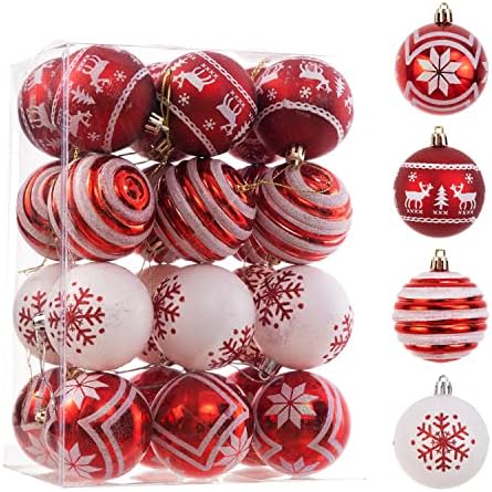 Азалон 60мм/2,36 разнобојни божиќни топки, распрскувани пластични висечки украси, украси за забава за Божиќна венчавка