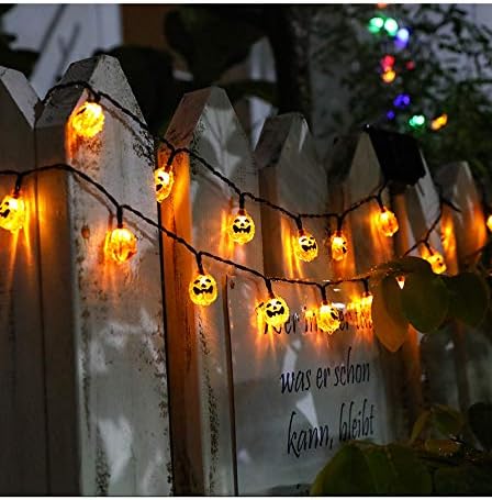 AEBOR HALLOWEEN LAMPSTRING, затворени или отворено декорација на празници, светла, светла управувани со батерии Jackек-о-фенер портокалова