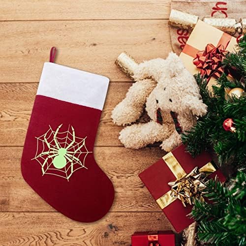 Зелен пајак веб Божиќ што виси чорапи за порибување за Божиќно дрво за одмор дома