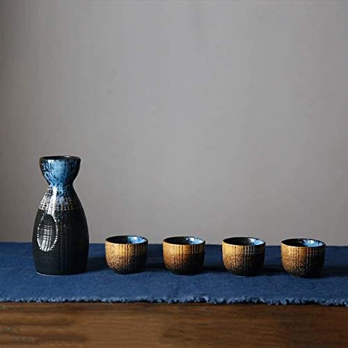 Јапонски ради постави керамички ради постави јапонски стил 5 парчиња керамички вино стакло, необичен темперамент, замрзната текстура,