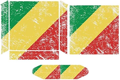 Конго ретро знаме Симпатична налепница заштитник на кожата Тенок капак за PS-4 тенок/PS-4 PRO конзола и 2 контролер