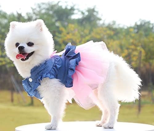 Кучиња фустани за мали кучиња Девојче кученце фустан лето домашно милениче облека шарена мрежа кутре куче принцеза фустани мачка