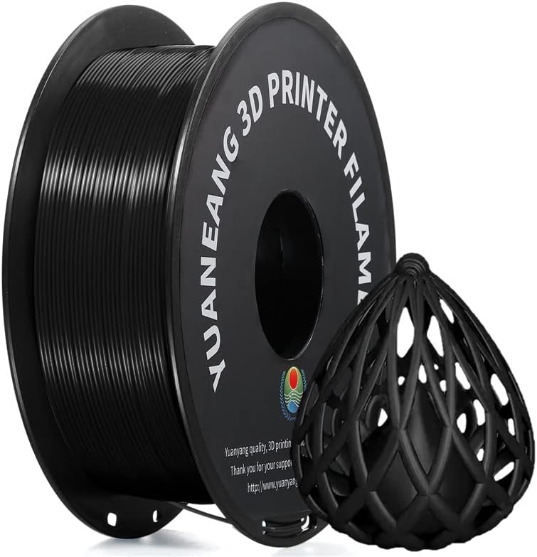 Филамент за печатач PLA 3D, филамент на црна плата на Јуананг, димензионална точност од 1,75мм +/- 0,02 мм, 1 кг 2,2 килограми
