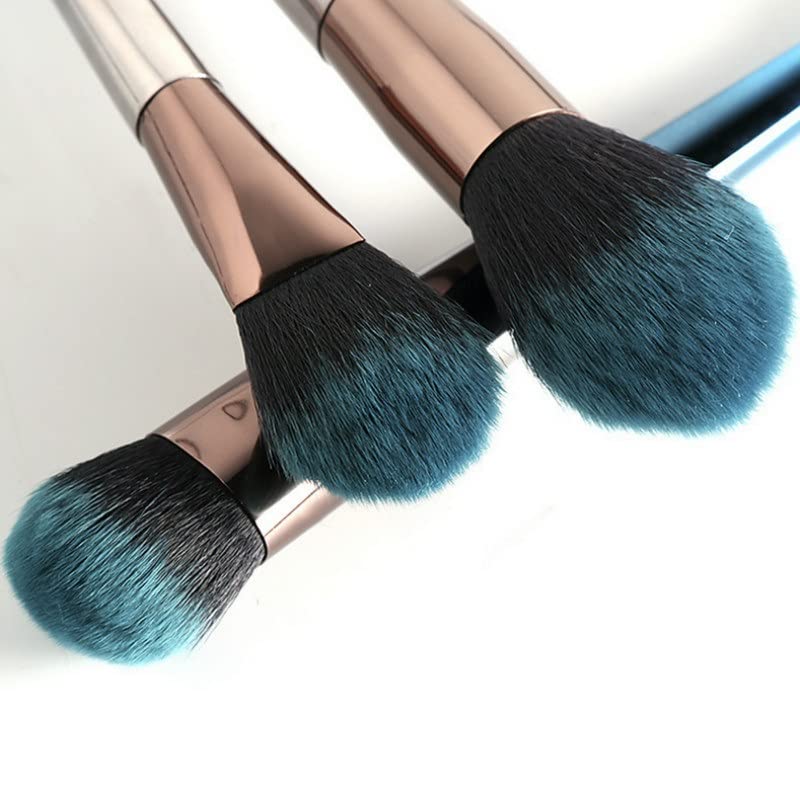 Txukk 7pcs Ромбична козметичка четка поставена сиво-сина градиентна боја шминка за четкање алатки за очила рамен кабуки мешање